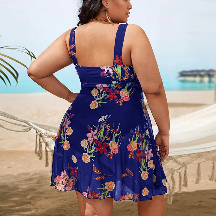 בגד ים שלם בלוק מפוצל - Plus Size Swim