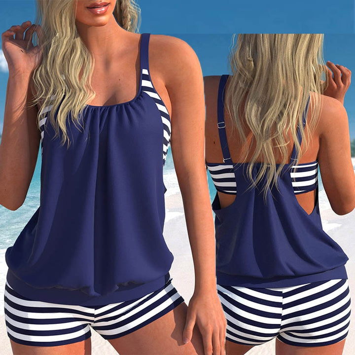 בגד ים סולידי 2 חלקים בעיצוב תחרה - TANKINI ME