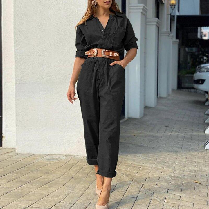 אוברול מקסי מחטב בגזרה משוחררת FASHIOX