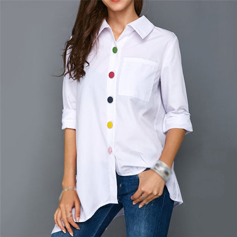 חולצת טוניקה נשפכת בעיצוב איטלקי כפתורי צבעים