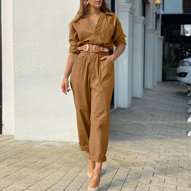 אוברול מקסי מחטב בגזרה משוחררת FASHIOX