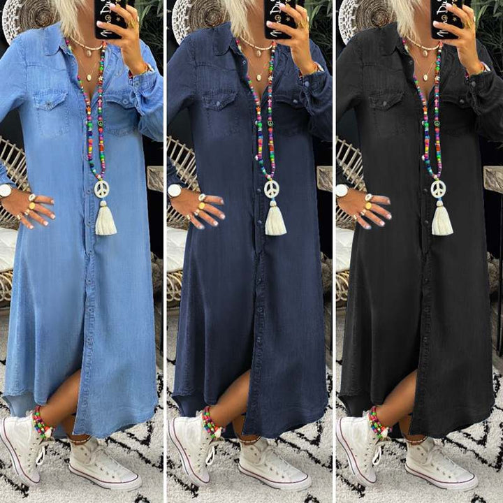 שמלת ג'ינס מכופתרת עם סיומת טוניקה מקסי JEANS