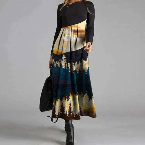 שמלת מקסי שופעת בעיצוב קלאסי מבד מחטב BAE