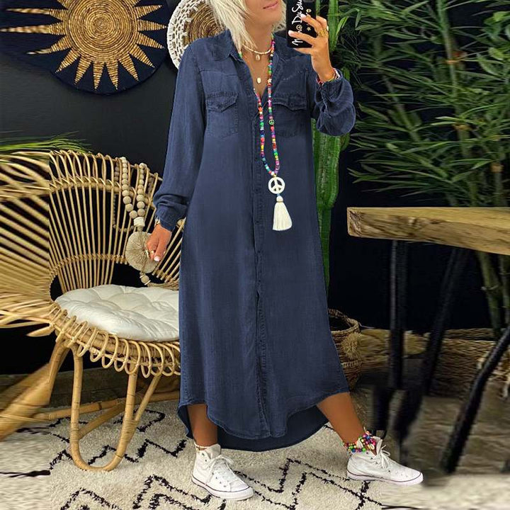 שמלת ג'ינס מכופתרת עם סיומת טוניקה מקסי JEANS
