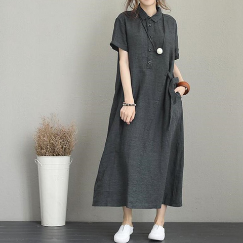שמלת קז'ואל בעיצוב יומיומי מיוחד בגזרה רחבה - JAPAN